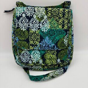 Vera Bradley Blue Green Quilted Cotton Crossbody Bag With Adjustable Strap